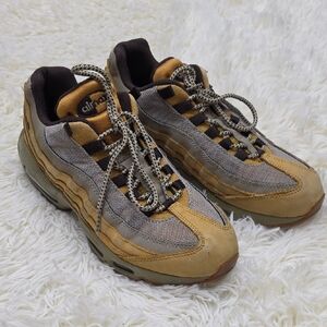 Nike Air Men's Sneakers in Tan and Gray Suede-Mesh